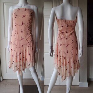 Floral Embroidered Size Large Y2K Mini Tube Dress